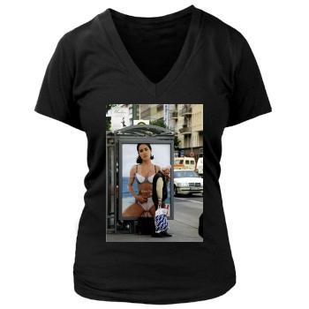 Salma Hayek Women's Deep V-Neck TShirt