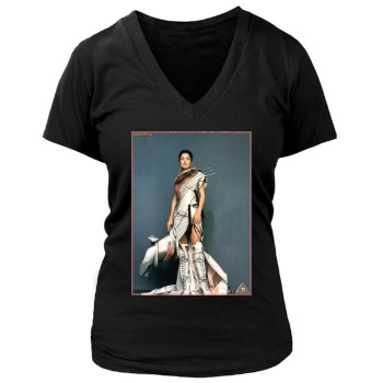 Salma Hayek Women's Deep V-Neck TShirt