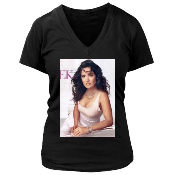 Salma Hayek Women's Deep V-Neck TShirt