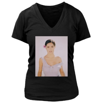 Salma Hayek Women's Deep V-Neck TShirt