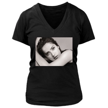 Salma Hayek Women's Deep V-Neck TShirt