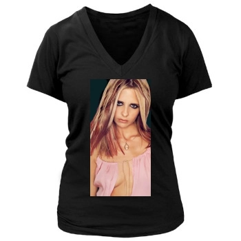 Sarah Michelle Gellar Women's Deep V-Neck TShirt