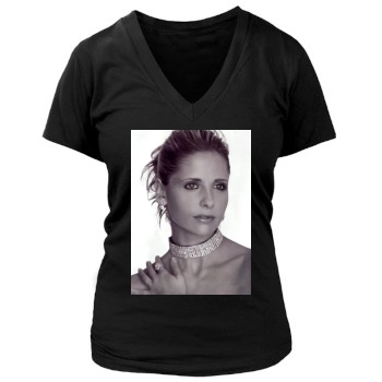 Sarah Michelle Gellar Women's Deep V-Neck TShirt