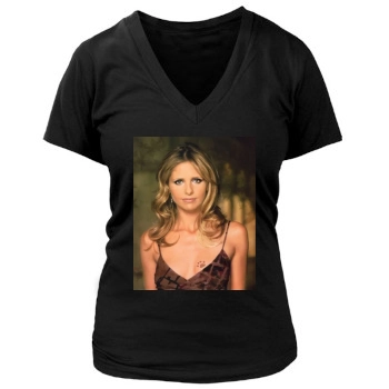 Sarah Michelle Gellar Women's Deep V-Neck TShirt