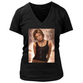 Sarah Michelle Gellar Women's Deep V-Neck TShirt