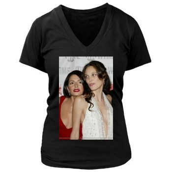 Sarah Shahi Women's Deep V-Neck TShirt