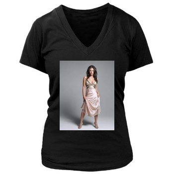 Sarah Shahi Women's Deep V-Neck TShirt