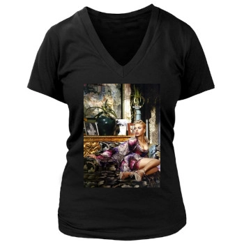 Scarlett Johansson Women's Deep V-Neck TShirt