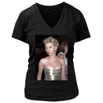 Scarlett Johansson Women's Deep V-Neck TShirt