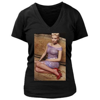 Scarlett Johansson Women's Deep V-Neck TShirt