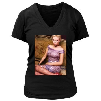 Scarlett Johansson Women's Deep V-Neck TShirt