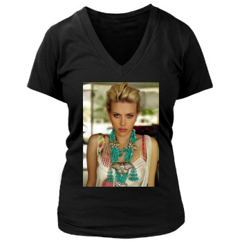 Scarlett Johansson Women's Deep V-Neck TShirt