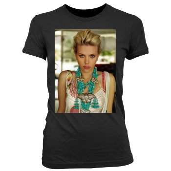 Scarlett Johansson Women's Junior Cut Crewneck T-Shirt