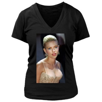 Scarlett Johansson Women's Deep V-Neck TShirt