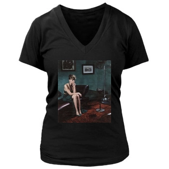 Scarlett Johansson Women's Deep V-Neck TShirt