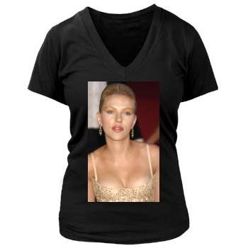 Scarlett Johansson Women's Deep V-Neck TShirt