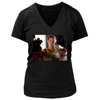 Scarlett Johansson Women's Deep V-Neck TShirt