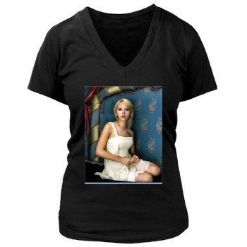 Scarlett Johansson Women's Deep V-Neck TShirt