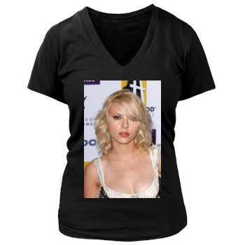 Scarlett Johansson Women's Deep V-Neck TShirt