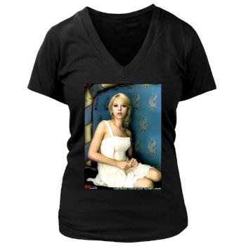 Scarlett Johansson Women's Deep V-Neck TShirt