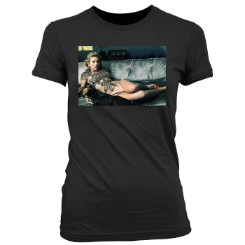 Scarlett Johansson Women's Junior Cut Crewneck T-Shirt