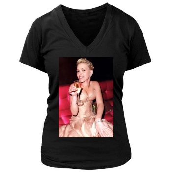 Scarlett Johansson Women's Deep V-Neck TShirt