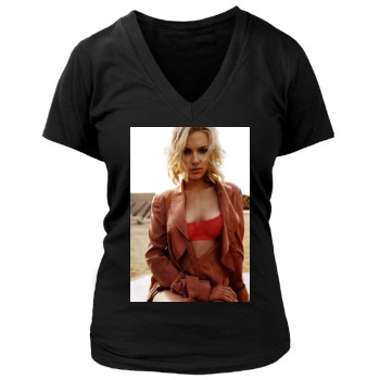 Scarlett Johansson Women's Deep V-Neck TShirt