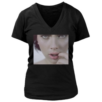 Scarlett Johansson Women's Deep V-Neck TShirt