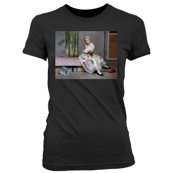 Scarlett Johansson Women's Junior Cut Crewneck T-Shirt