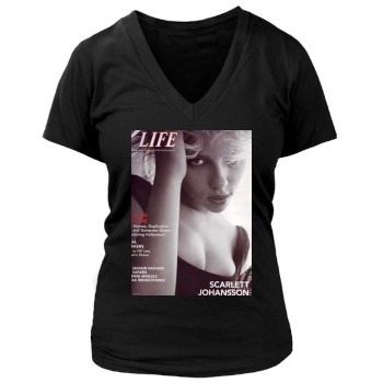 Scarlett Johansson Women's Deep V-Neck TShirt