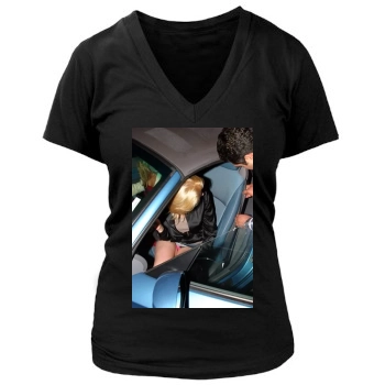 Scarlett Johansson Women's Deep V-Neck TShirt