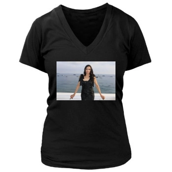 Famke Janssen Women's Deep V-Neck TShirt