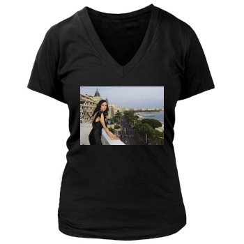 Famke Janssen Women's Deep V-Neck TShirt