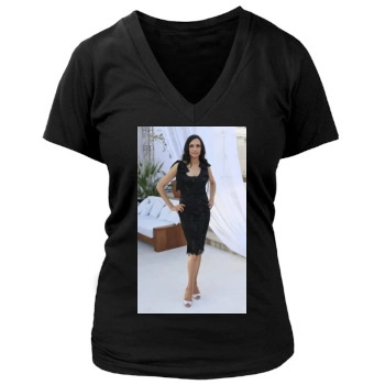 Famke Janssen Women's Deep V-Neck TShirt