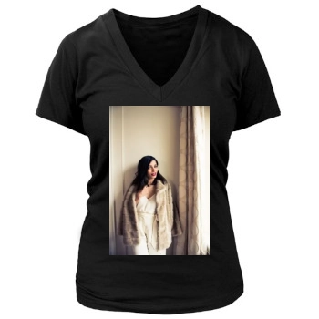 Freida Pinto Women's Deep V-Neck TShirt