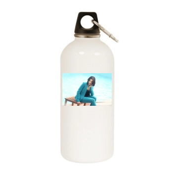 Freida Pinto White Water Bottle With Carabiner