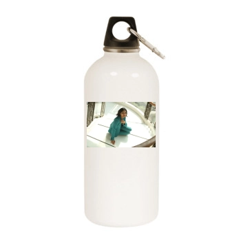 Freida Pinto White Water Bottle With Carabiner