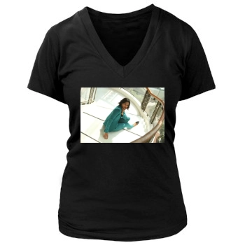 Freida Pinto Women's Deep V-Neck TShirt