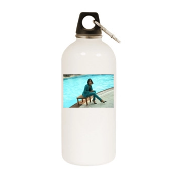 Freida Pinto White Water Bottle With Carabiner