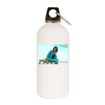 Freida Pinto White Water Bottle With Carabiner