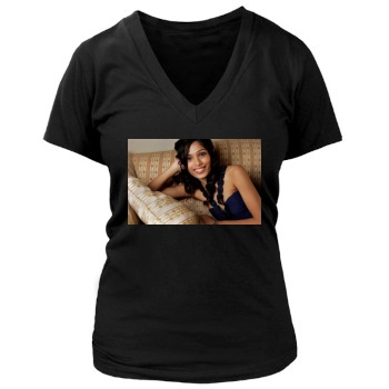 Freida Pinto Women's Deep V-Neck TShirt