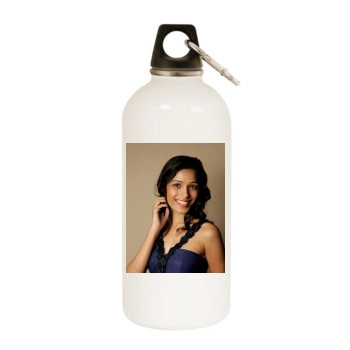 Freida Pinto White Water Bottle With Carabiner