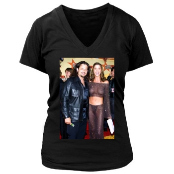 Shannon Elizabeth Women's Deep V-Neck TShirt