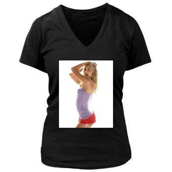 Stacy Keibler Women's Deep V-Neck TShirt