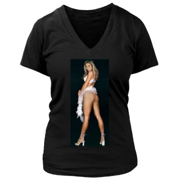 Stacy Keibler Women's Deep V-Neck TShirt