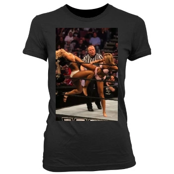 Stacy Keibler Women's Junior Cut Crewneck T-Shirt