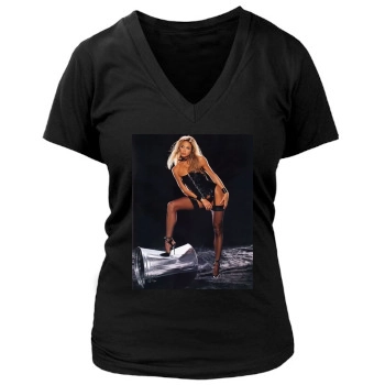 Stacy Keibler Women's Deep V-Neck TShirt