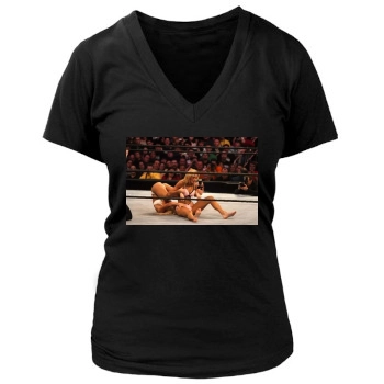 Stacy Keibler Women's Deep V-Neck TShirt