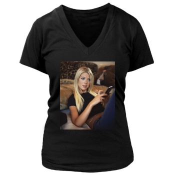 Tara Reid Women's Deep V-Neck TShirt