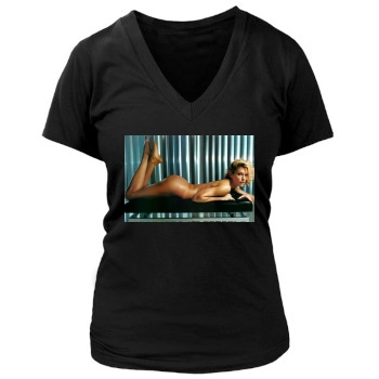 Tricia Helfer Women's Deep V-Neck TShirt